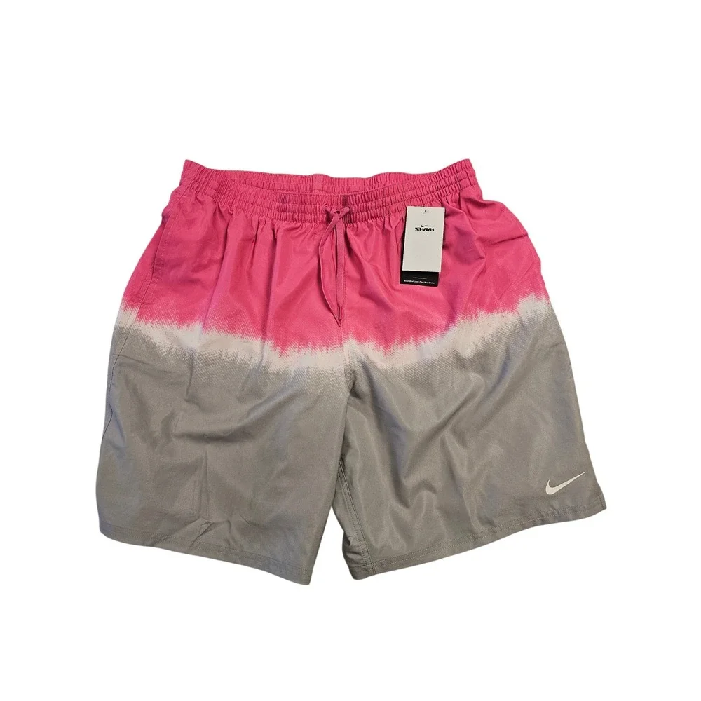 Nike Swim Mens XXL Pink Grey Dip Dye Ombre Boxer Brief Liner Trunks NESSF547-656
